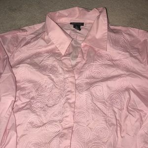 Lane Bryant - pink embroidered button down - 22/24